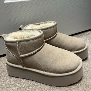 Amazon Tan Ankle Boots with Cream Lining